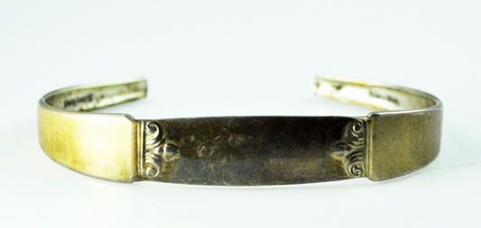 Antique Embossed Sterling Silver Stamp Blank Scroll ID Cuff Bracelet 11mm