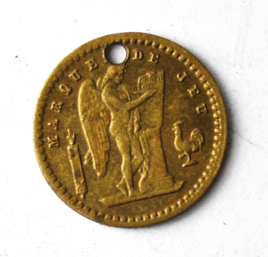 Frankrijk 10 Francs Play Money Trade Token 13mm Holed Marque De Jeu Ludwig
