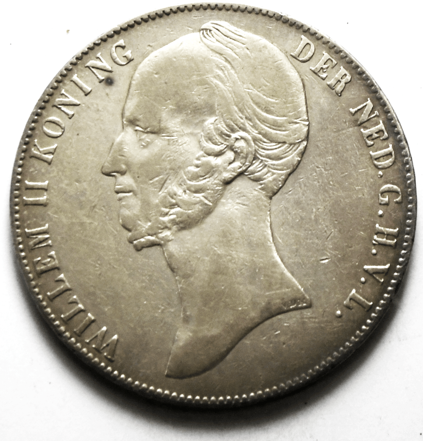 1845 Netherlands 2-1/2 Silver Gulden KM# 69.2 No Dot or Dash