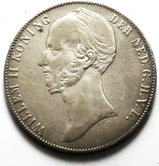 1845 Netherlands 2-1/2 Silver Gulden KM# 69.2 No Dot or Dash