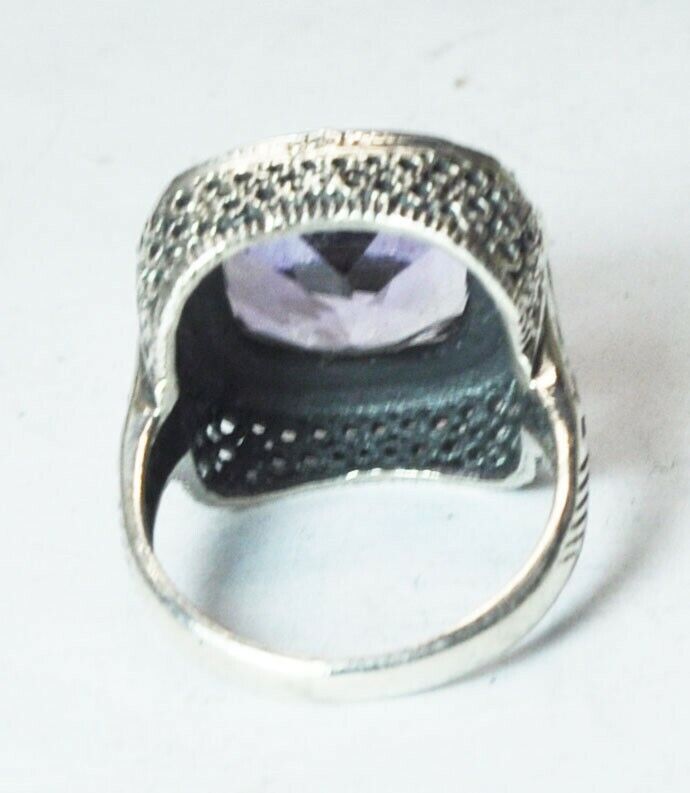 Sterling Chalisa Square Purple Amethyst Ring 18mm Size 6-1/2