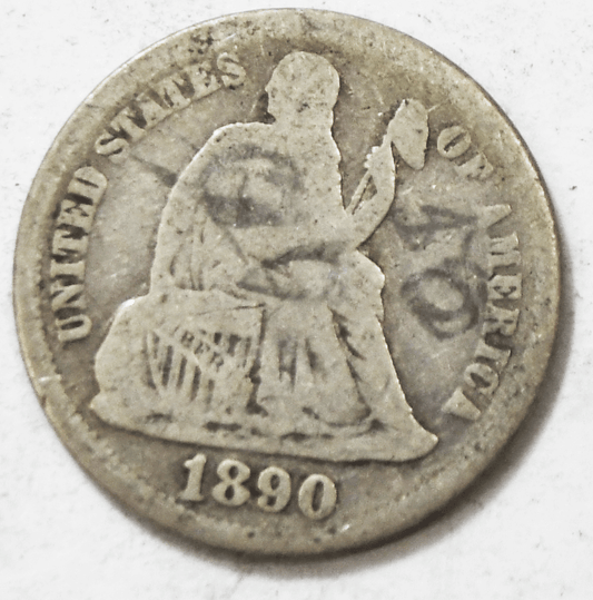 1890 10c Seated Silver Dime Ten Cents Philadelphia