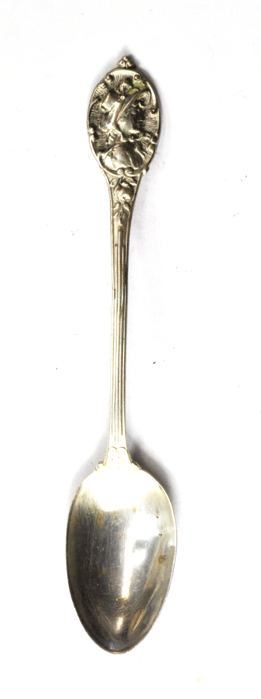 Antique Sterling Silver Mechanics Lady in Bonnet Demitasse Spoon 3-3/4"