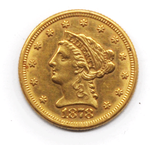 1878 $2.5 Liberty Head Quarter Eagle Gold Philadelphia AU