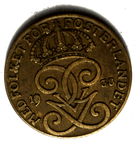 1938 Sweden 2 Two Öre KM# 778