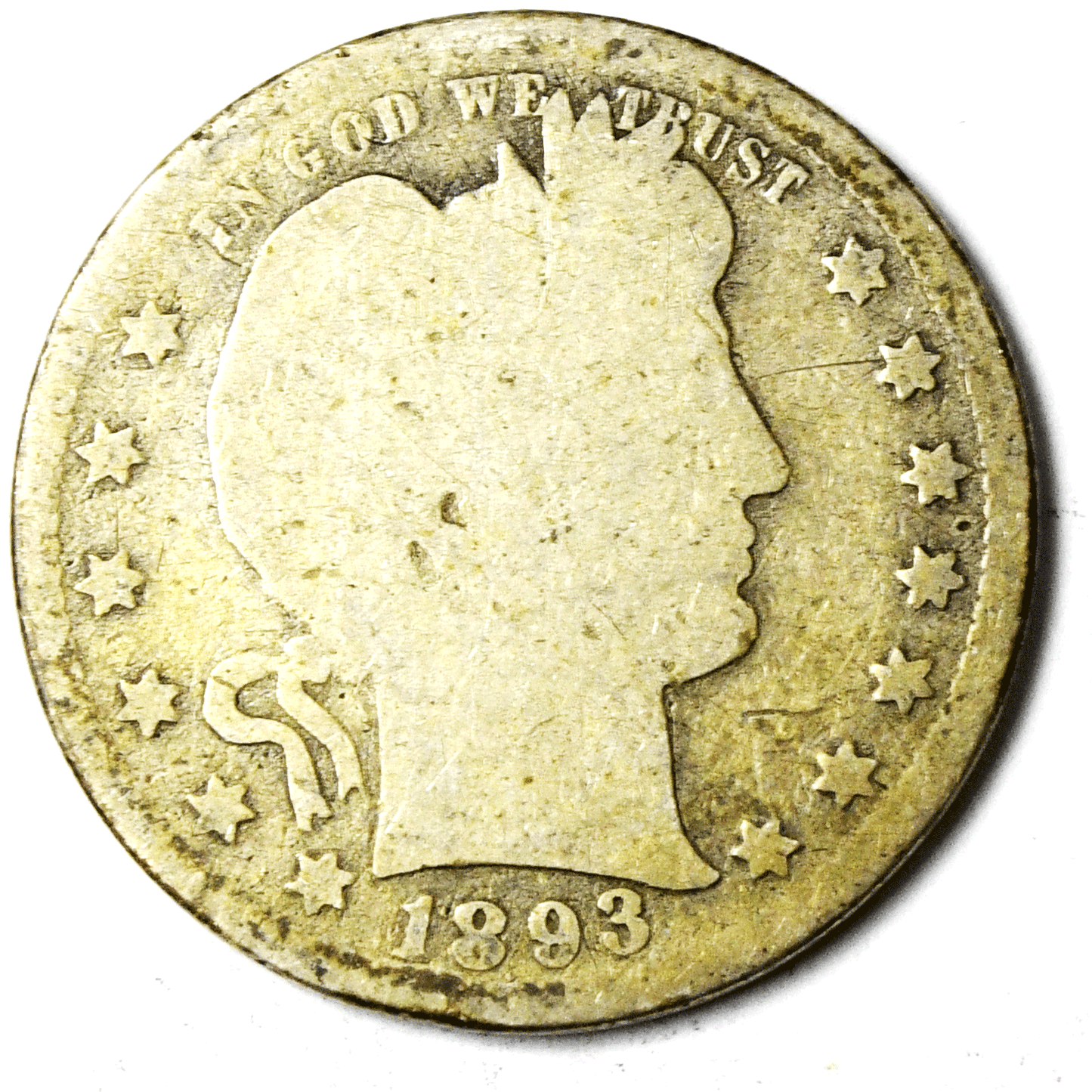 1893 S 25c Barber Silver Quarter Dollar Twenty Five Cents San Francisco
