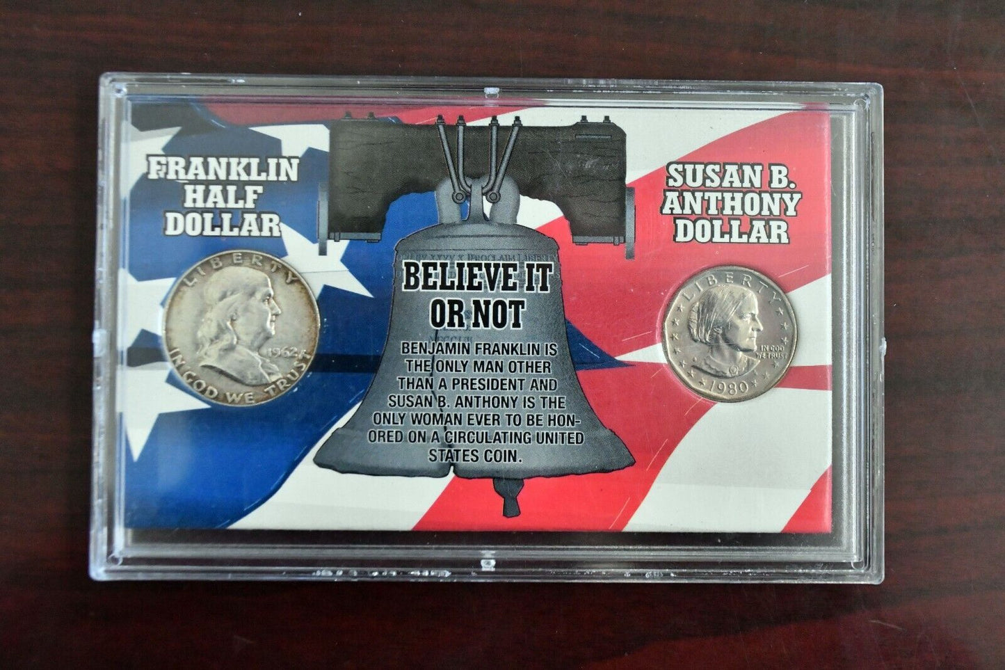 Believe It Or Not 1980 Susan B Anthony Dollar and 1962 Franklin Half Dollar Set