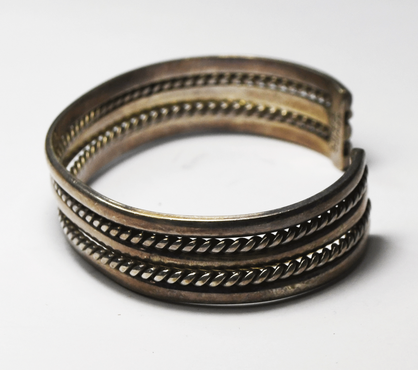 Sterling Silver Mexico Tahe Style 5 Part Cuff Bracelet 13mm 6-3/4" Wrist 27.5g