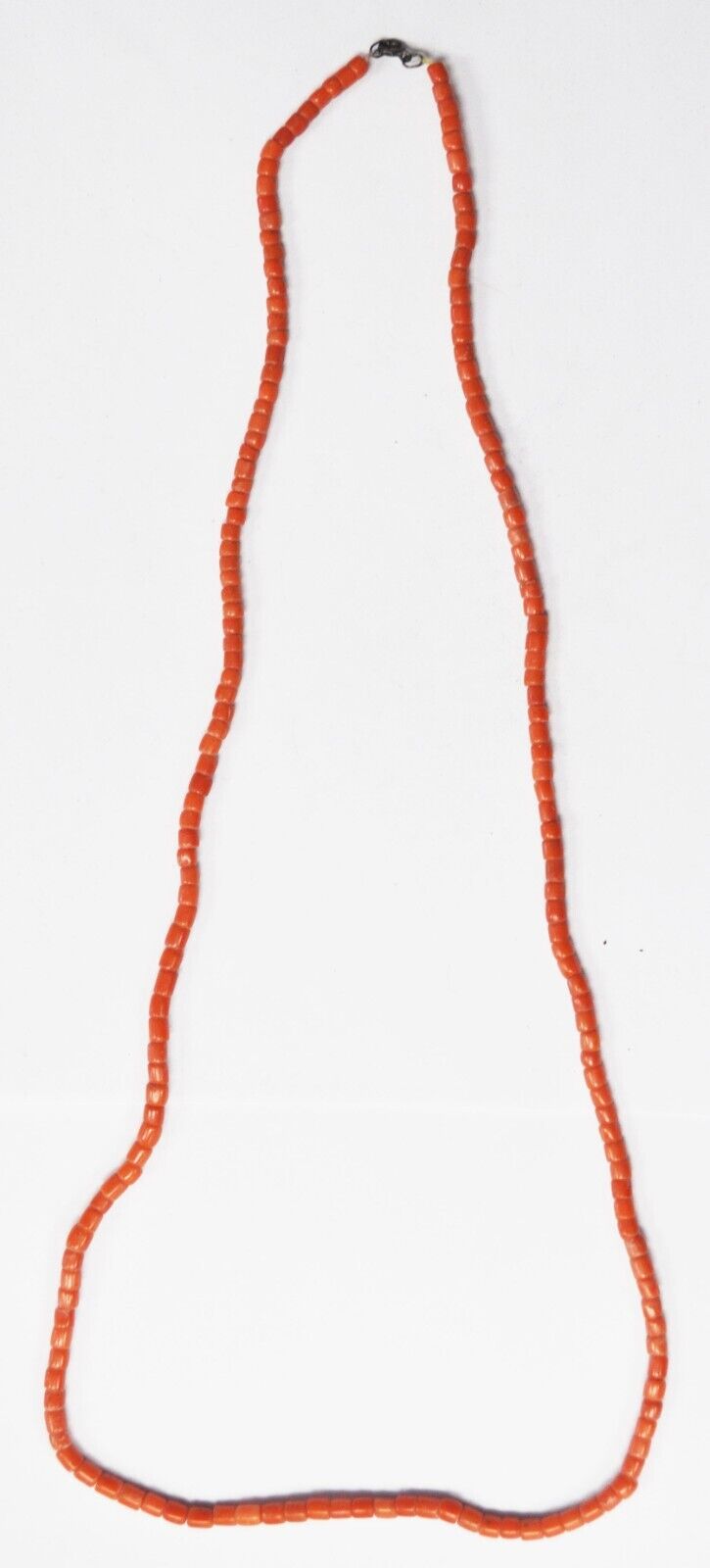Silver Plated 5mm Coral Cylinder Bead Necklace 32"