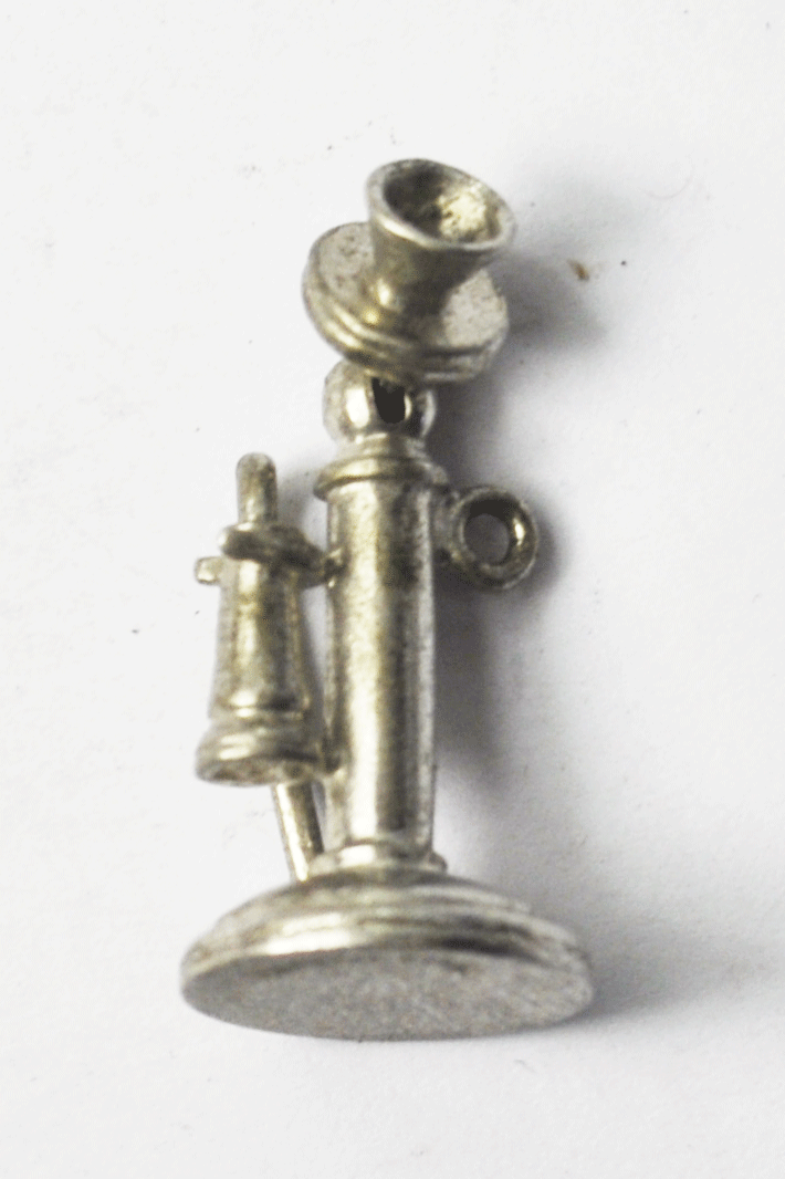 Sterling Wells 3-D Adjustable Top Candlestick Old Phone Charm 22mm x 12mm