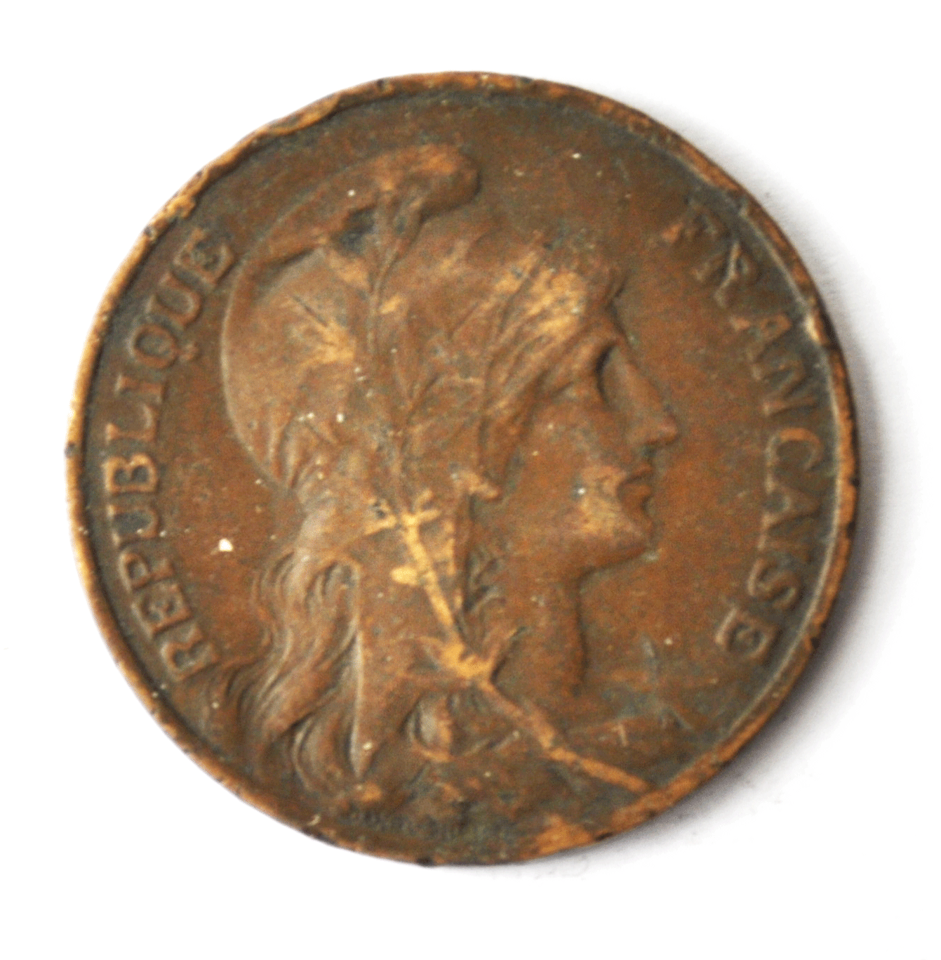 1913 France 10 Ten Centimes KM# 843 Bronze Coin