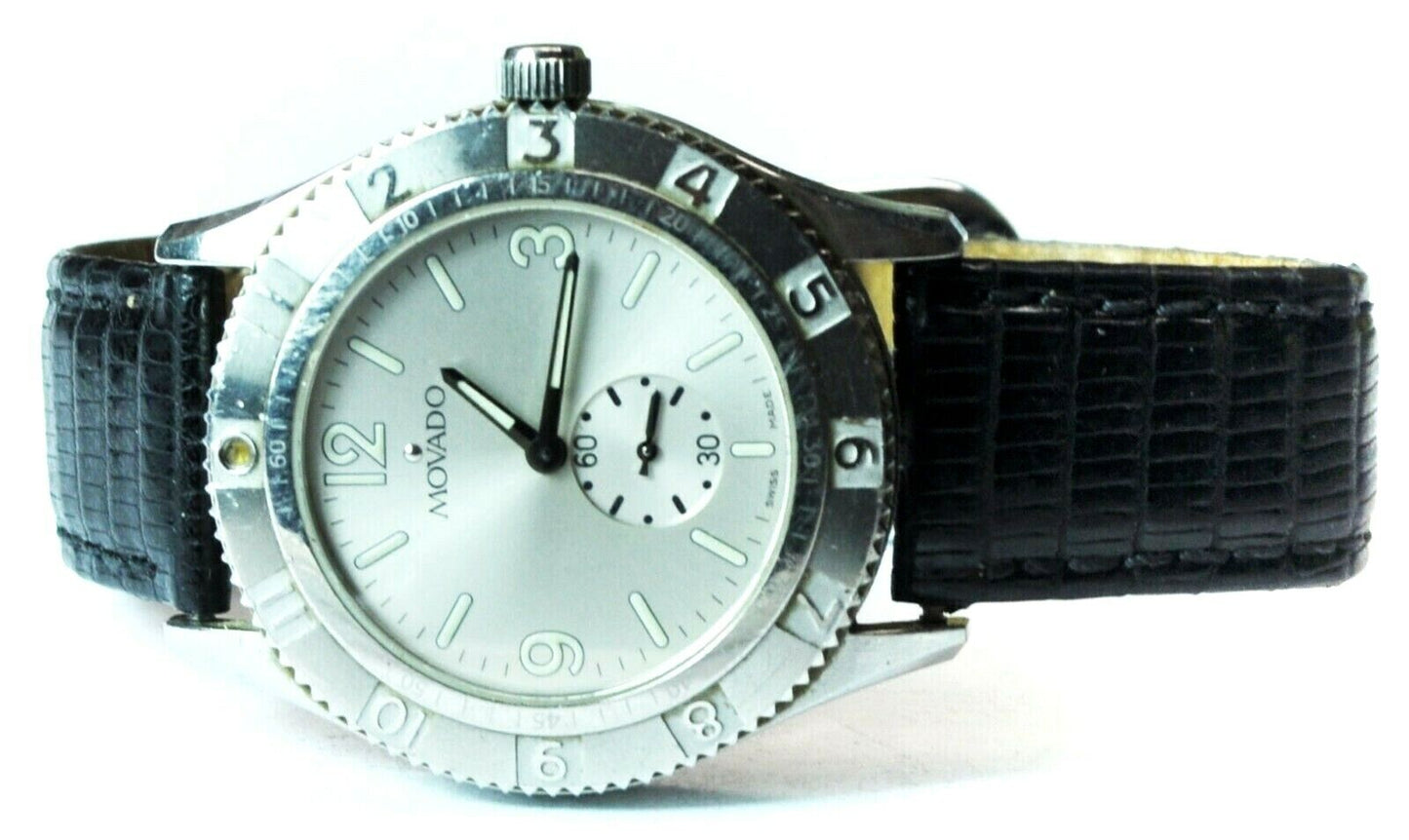 Men's Movado Gentry 84 N2 1890 Silver Dial 37mm SS Wristwatch Swiss Quartz