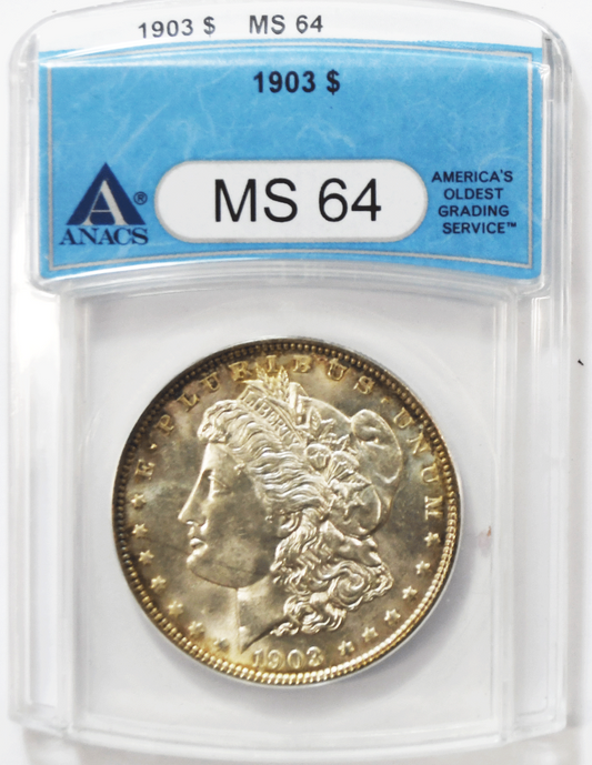 1903 $1 Morgan Silver One Dollar US Coin Philadelphia ANACS MS64