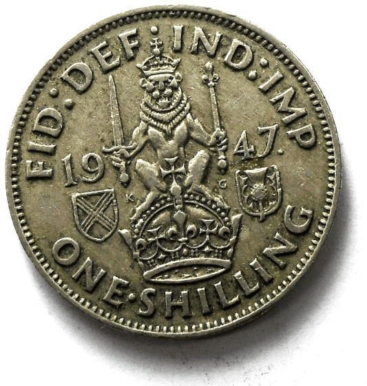 1947 Great Britain Copper Nickel One Shilling Coin KM# 864