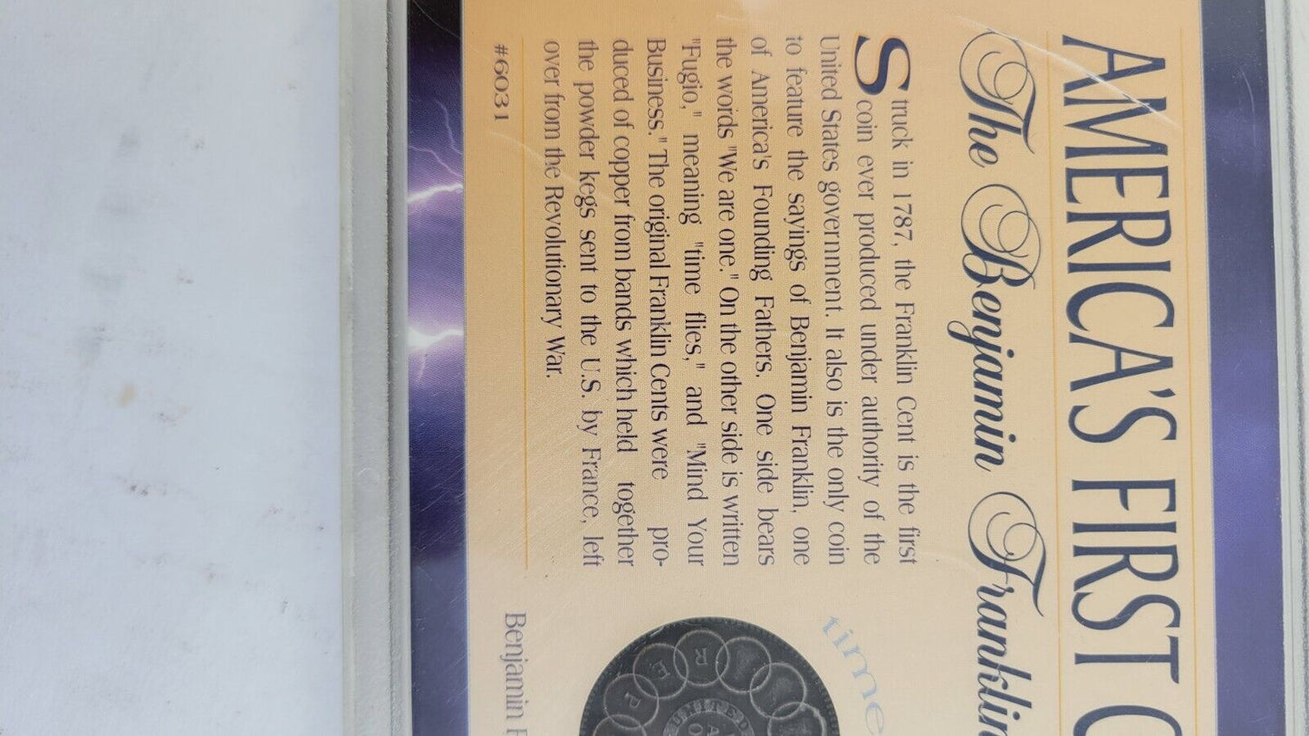 Benjamin Franklin Fugio Cent America's First Coin 1787 Mind Your Business Time