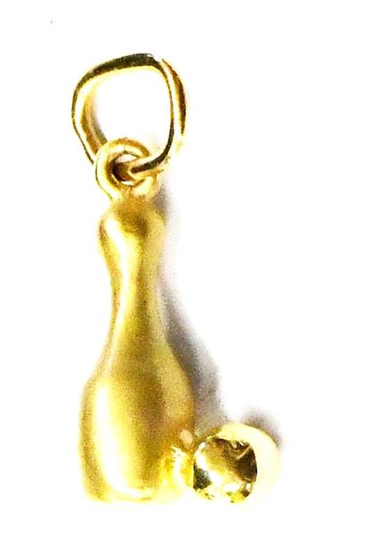 14k Yellow Gold Bowling Pin Ball Charm 16 x 8mm