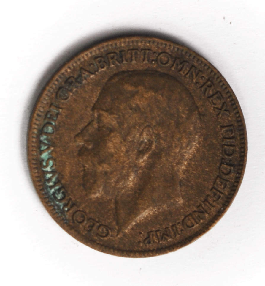 1918 1F Great Britain Farthing Bronze Coin