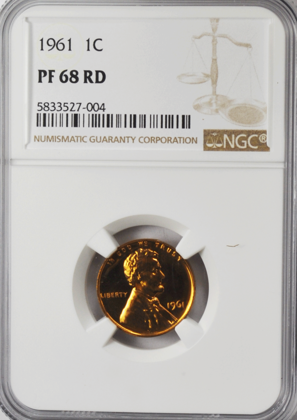 1961 1c Proof Lincoln Memorial Cent One Penny NGC PF68 RD Gem Uncirculated