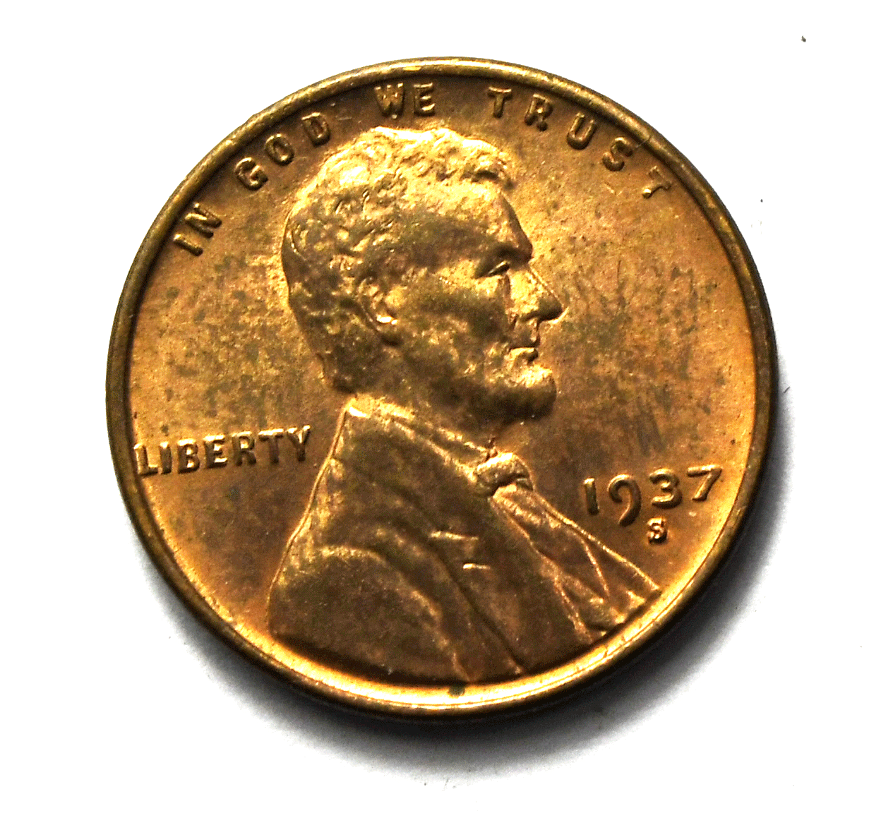 1937 S 1c Lincoln Wheat Cent San Francisco Penny Uncirculated