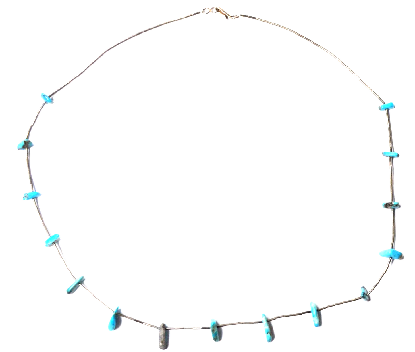 Liquid Silver Plate 15mm Turquoise Chunk Bead 23" Necklace