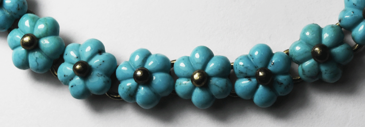 Sterling Silver Whitney Kelly Turquoise Flower 9mm Bracelet 8" Wrist