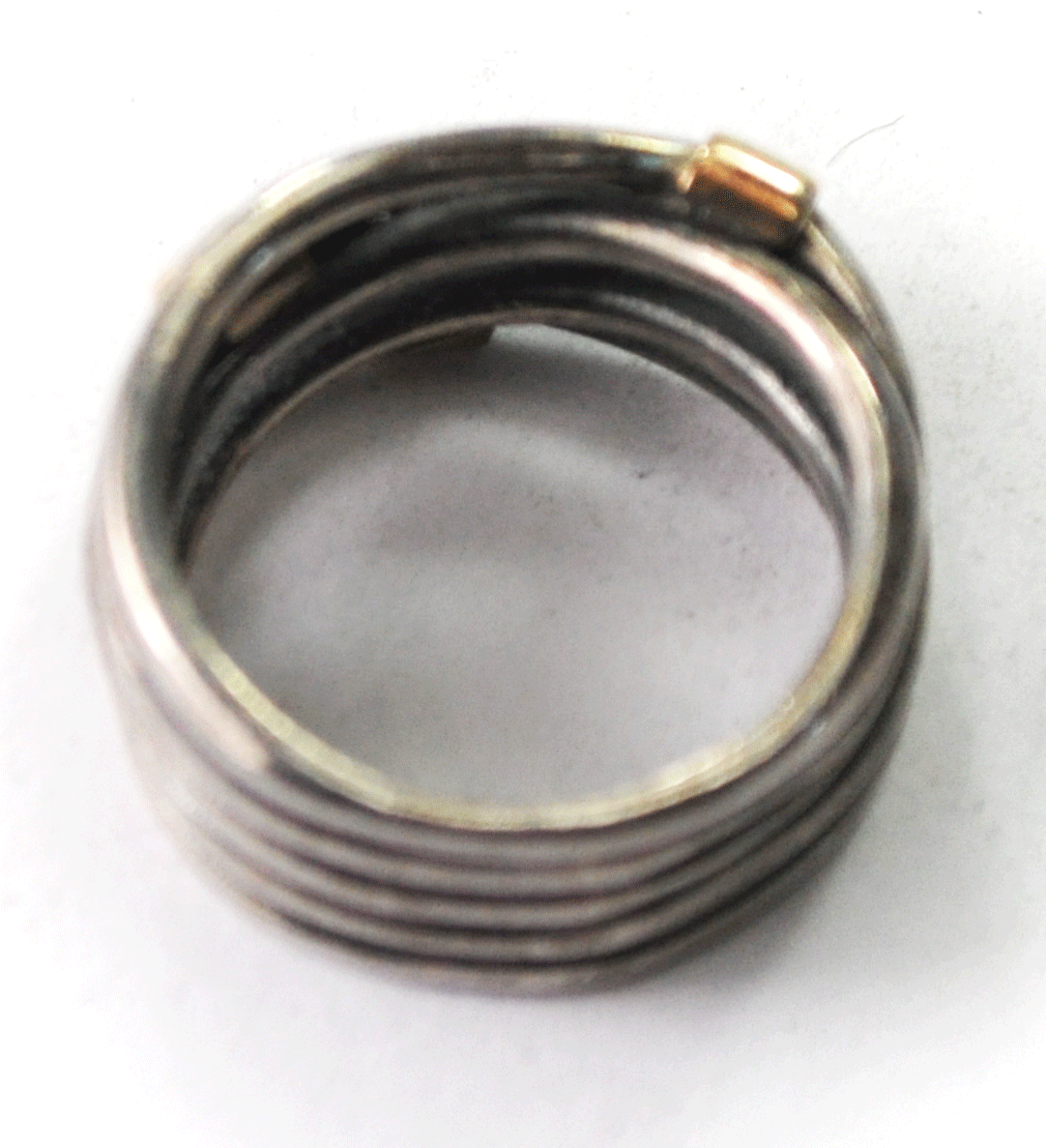 Sterling Silver 5 Split Band Overlapping Two Tone Ring 10mm Size 7