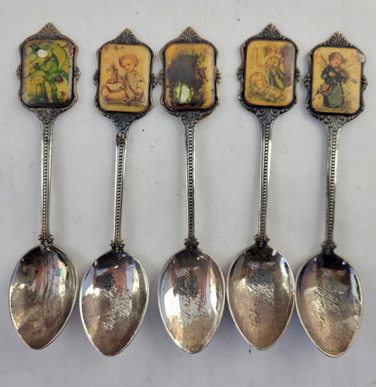 5pc Set Souvenir Spoon Hummel 1982 ARS Edition Silverplated 1981 ,86 ,83 ,82 ,80