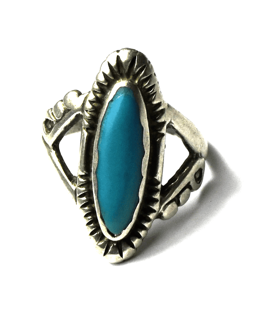 Sterling Silver Turquoise Sand Cast Ring 22mm Size 5