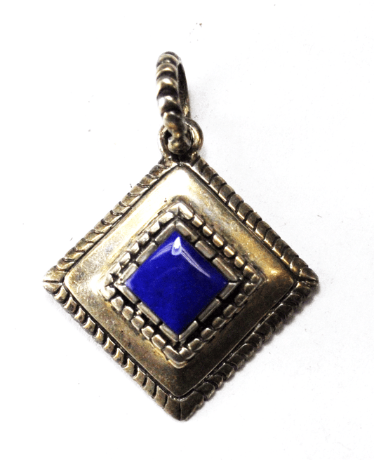 1996 Sterling Carrol Felley Square Lapis Stepped Pendant 37mm x 28mm Pendant