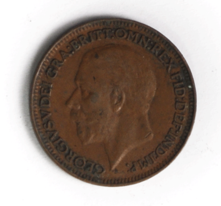 1928 1F Great Britain Farthing Bronze Coin