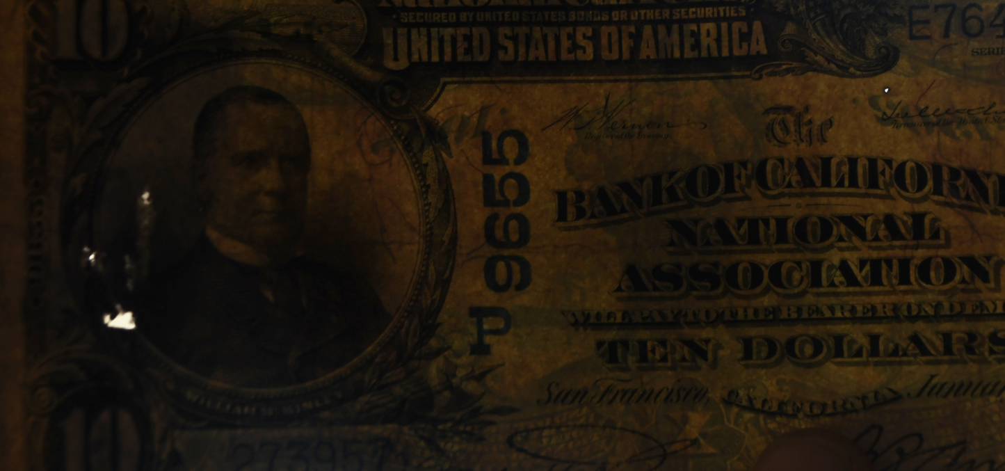 1902 $10 Bank of California National Assoc SF Currency Note 9655 E764409B