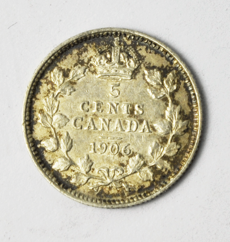 1906 Canada 5 Silver Five Cents KM# 13 Half Dime