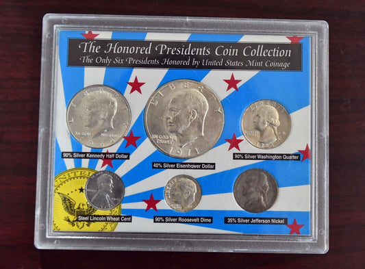 The Honored Presidents Coin Collection 6pc. 90%, 40% 35% Silver Coinage