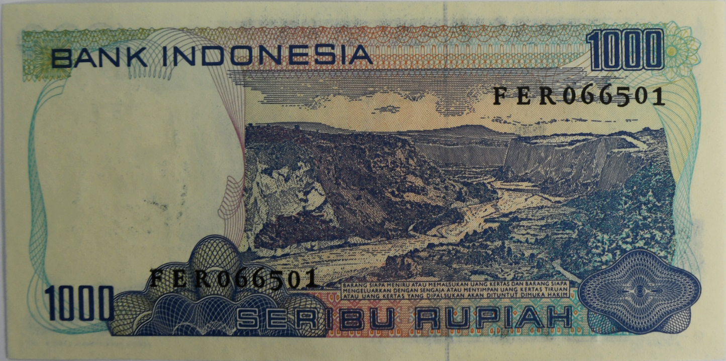 1980 Bank of Indonesia 1000 Rupiah Uncirculated Banknote FER066501