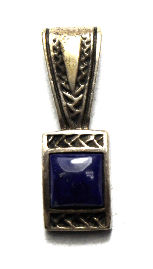 Sterling Silver Carol Felley 86 Blue Lapis Square Pendant 30mm x 10mm