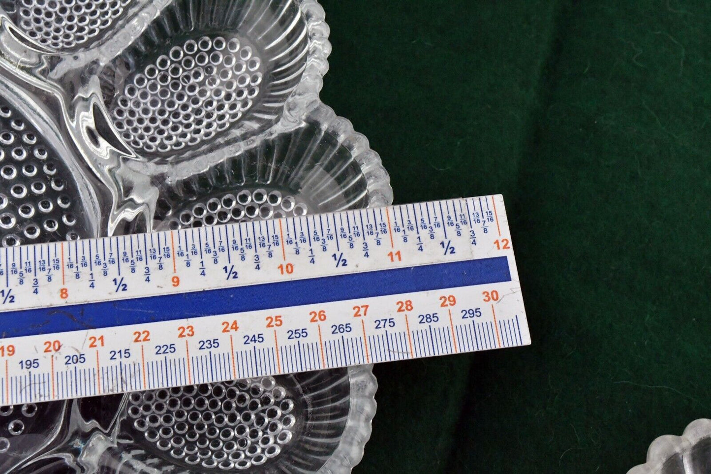 Set of 2  Indiana Glass Hobnail Scalloped Seashell Deviled Egg Holders Plates