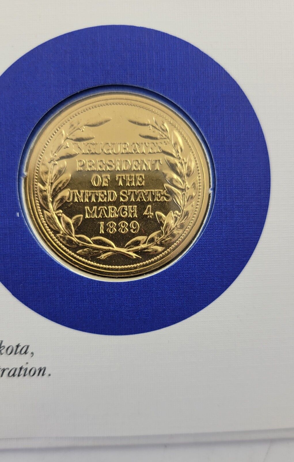 B Harrison Presidential Covers Medal Postal Commemorative Society Gold Plated