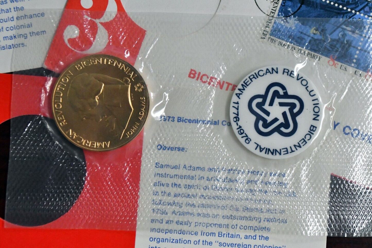 1973 Bicentennial First Day Cover Medal Stamped Envelope Boston Tea Party