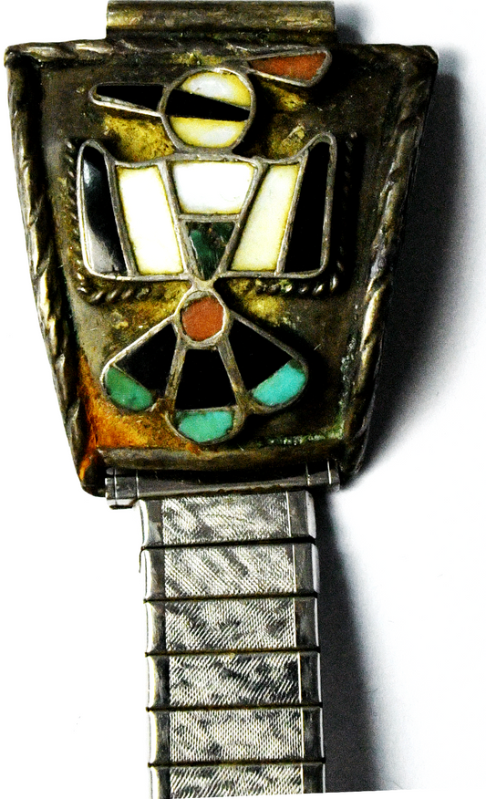 Sterling Silver Zuni Bird Watch Tip Band End Bracelet 31mm x 38mm 6"
