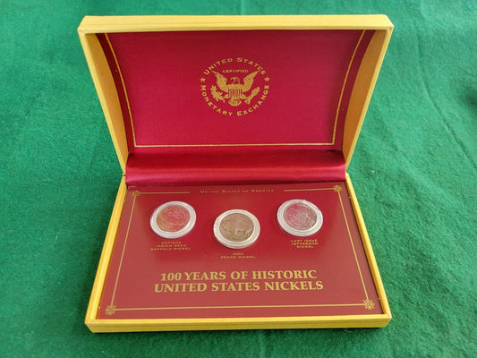 100 Years Of Historic United States Nickels Set 1927 Buffalo P, 2004 P, 2003 D