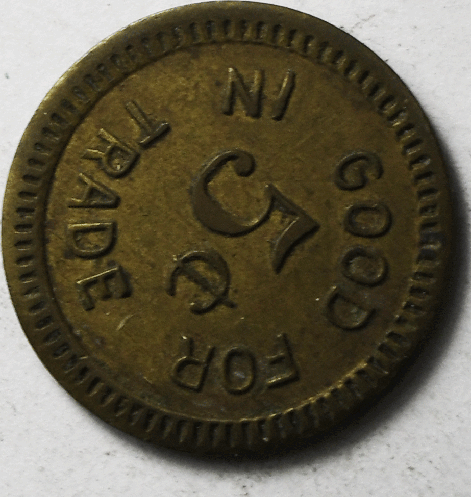 1903 Tripp South Dakota 1903 Mikuska's Store 5 Cents Trade Token 19mm