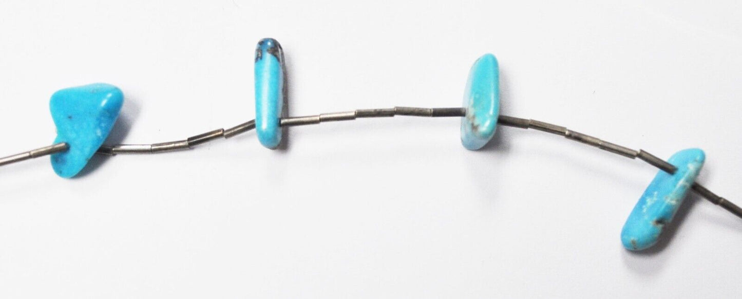 Liquid Silver Plate 15mm Turquoise Chunk Bead 23" Necklace