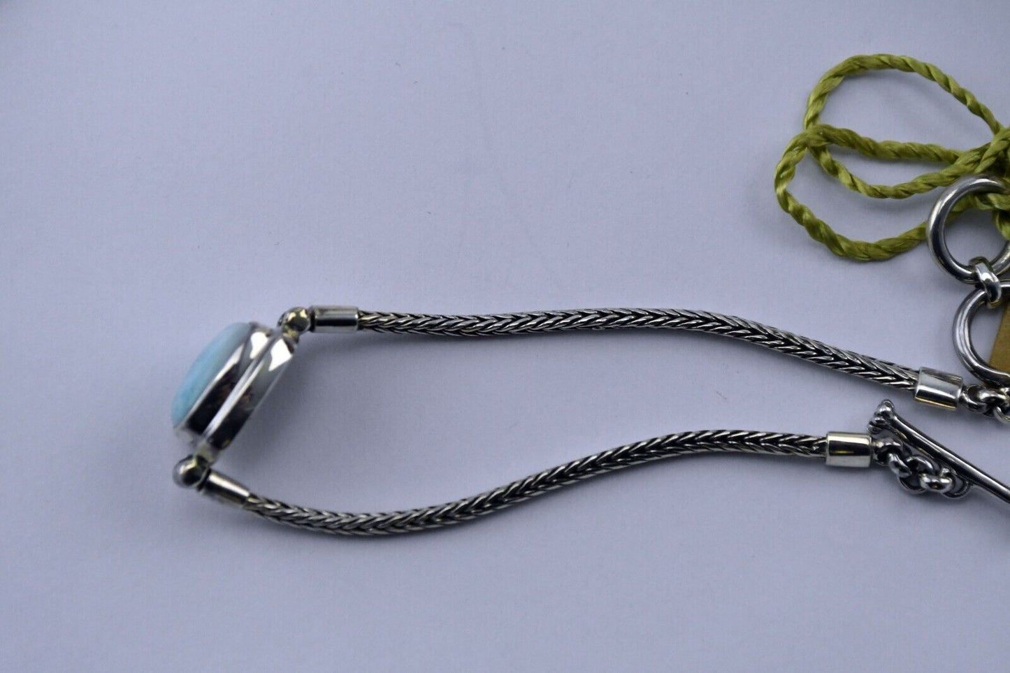 Marahlago Sterling Silver Blue Larimar Toggle Bracelet 7.5" w/Tags & Bag