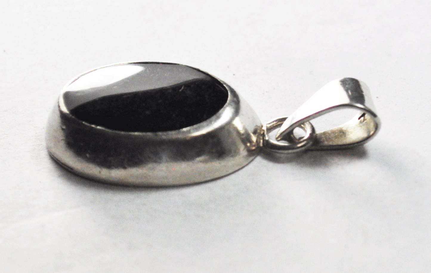 Sterling Silver Black Onyx Oval 36mm x 18mm Pendant 5mm Bale