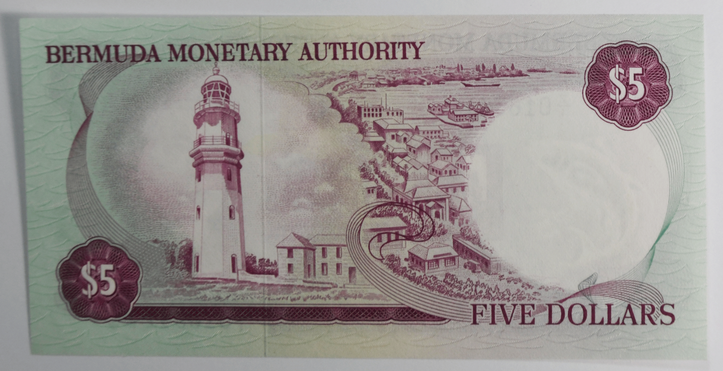 1978 Bermuda $5 Five Dollars Uncirculated Banknote Z/1 016341