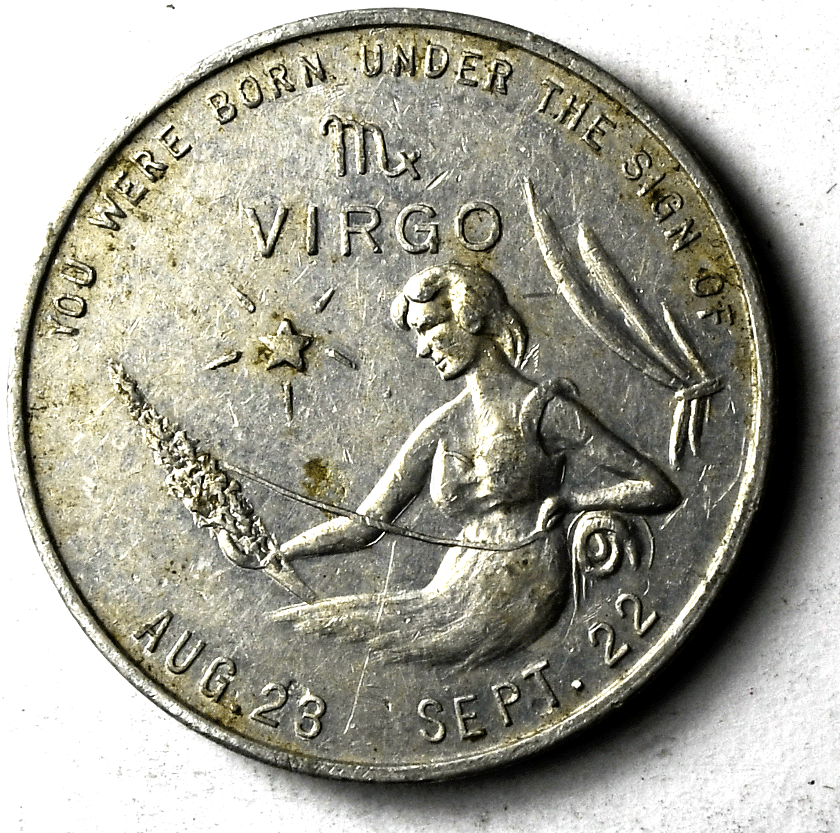 Vintage Virgo Aluminum Lucky Token Practical 26mm Novelty Zodiac