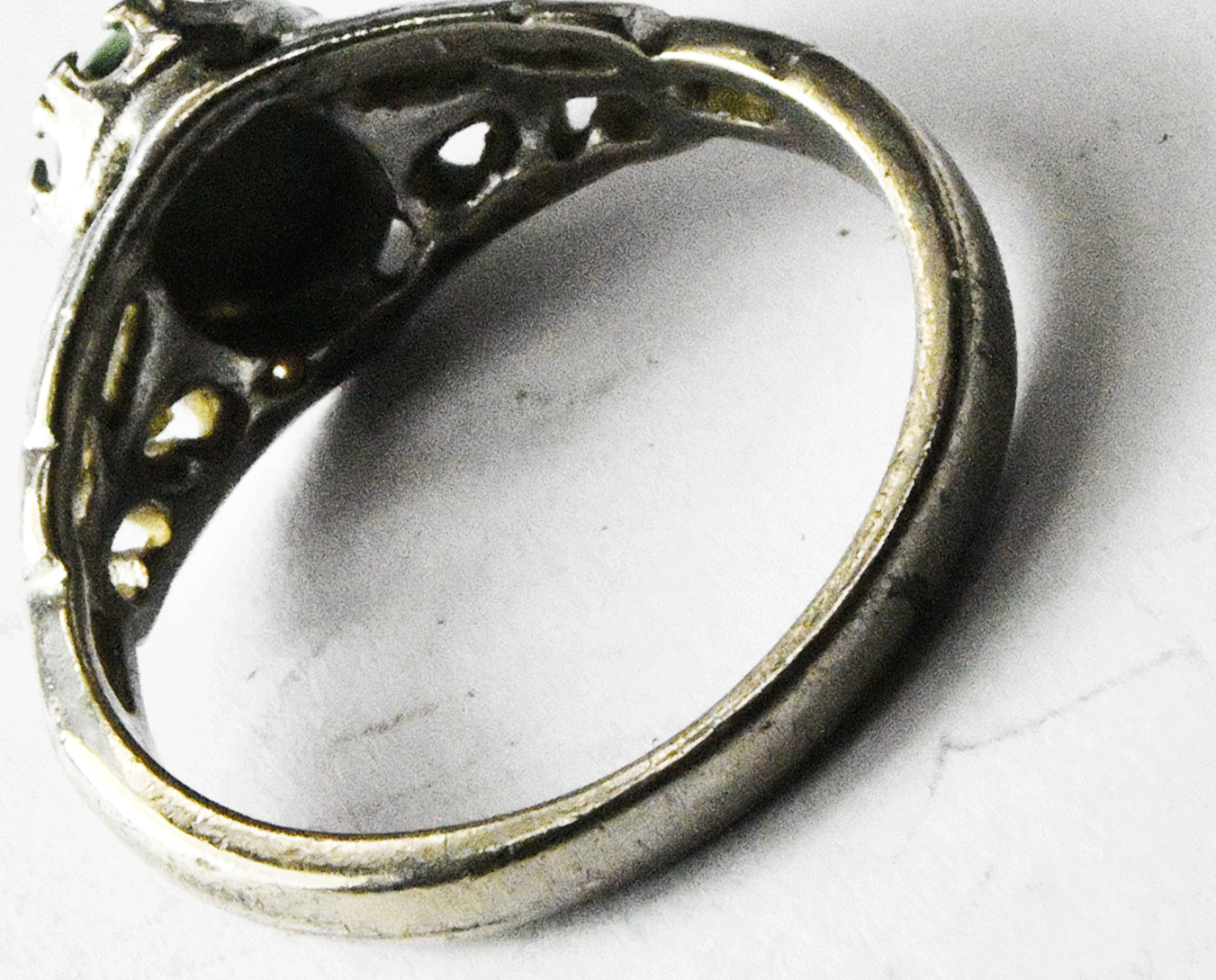Sterling Silver Seta Green Oval Turquoise Filigree Ring 9mm Size 8