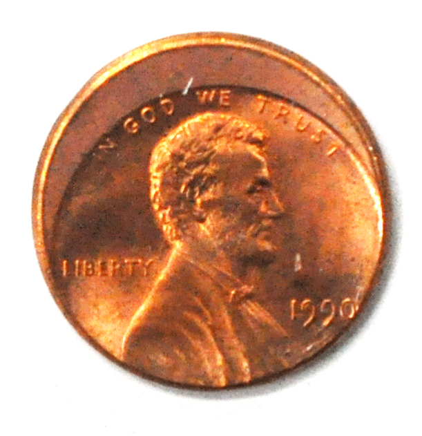 1990 1c Lincoln Memorial One Cent Penny Off Center Error Uncirculated
