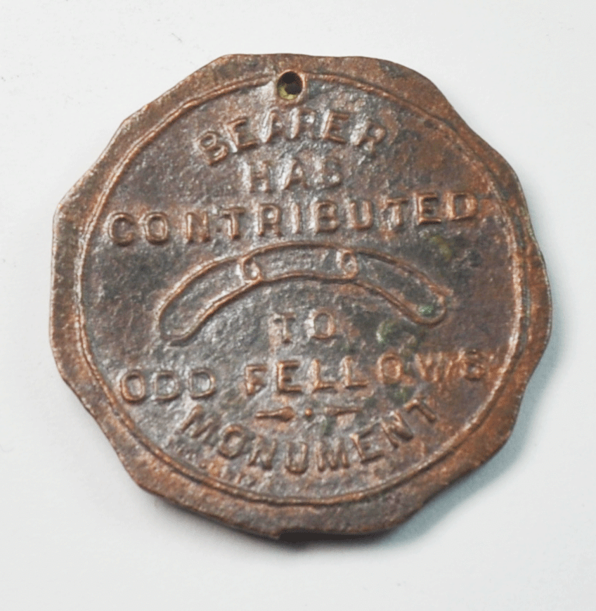 The Odd Fellow Monument 33mm Token Pendant 1909 Rare Bronze Medal