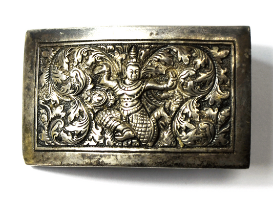 900 Fine Silver Siam Dancer Scroll Belt Buckle 52mm x 31mm  Fits a 27mm Belt